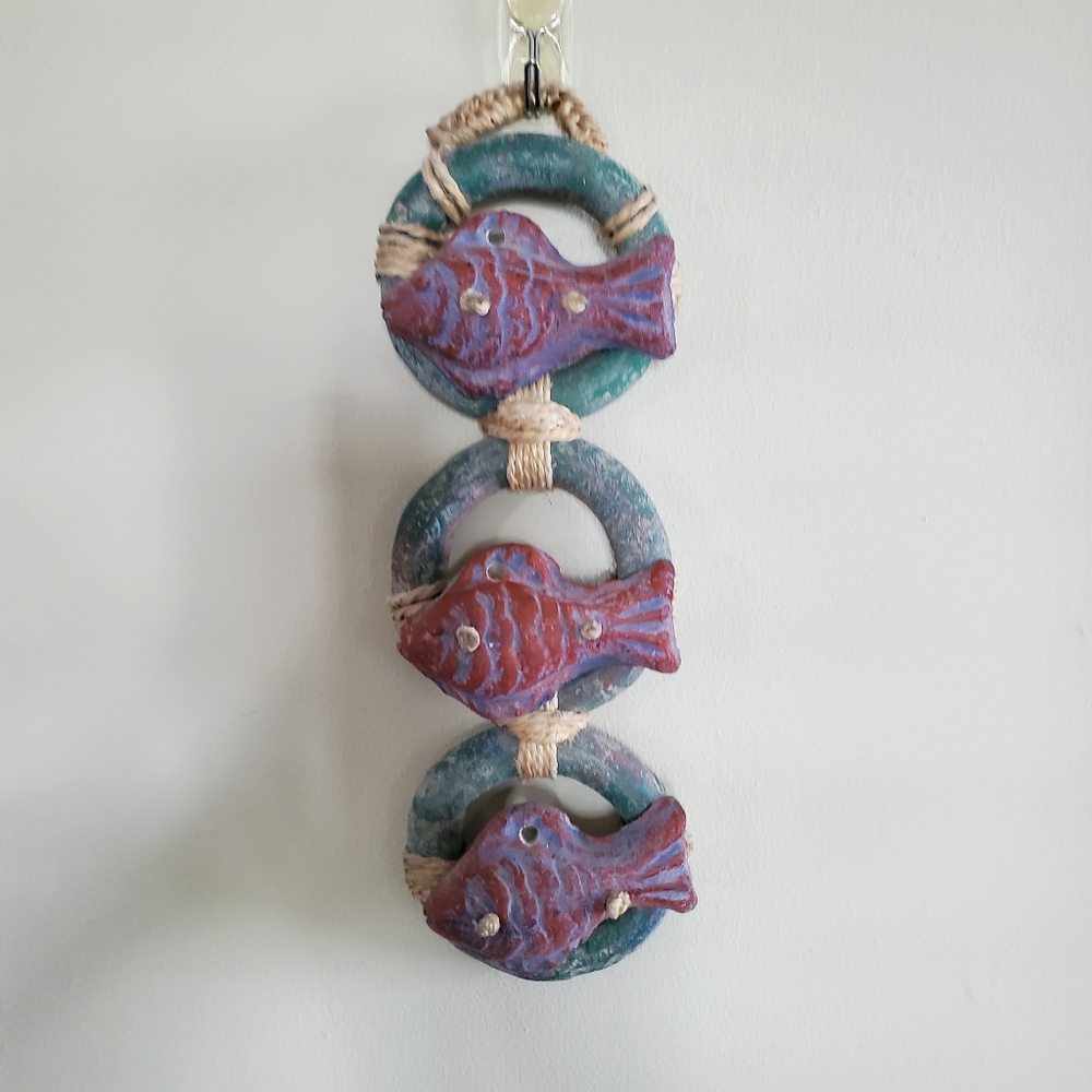 Natural‎ Clay Fish Wall Hanging Nautical Decor  Boho Art